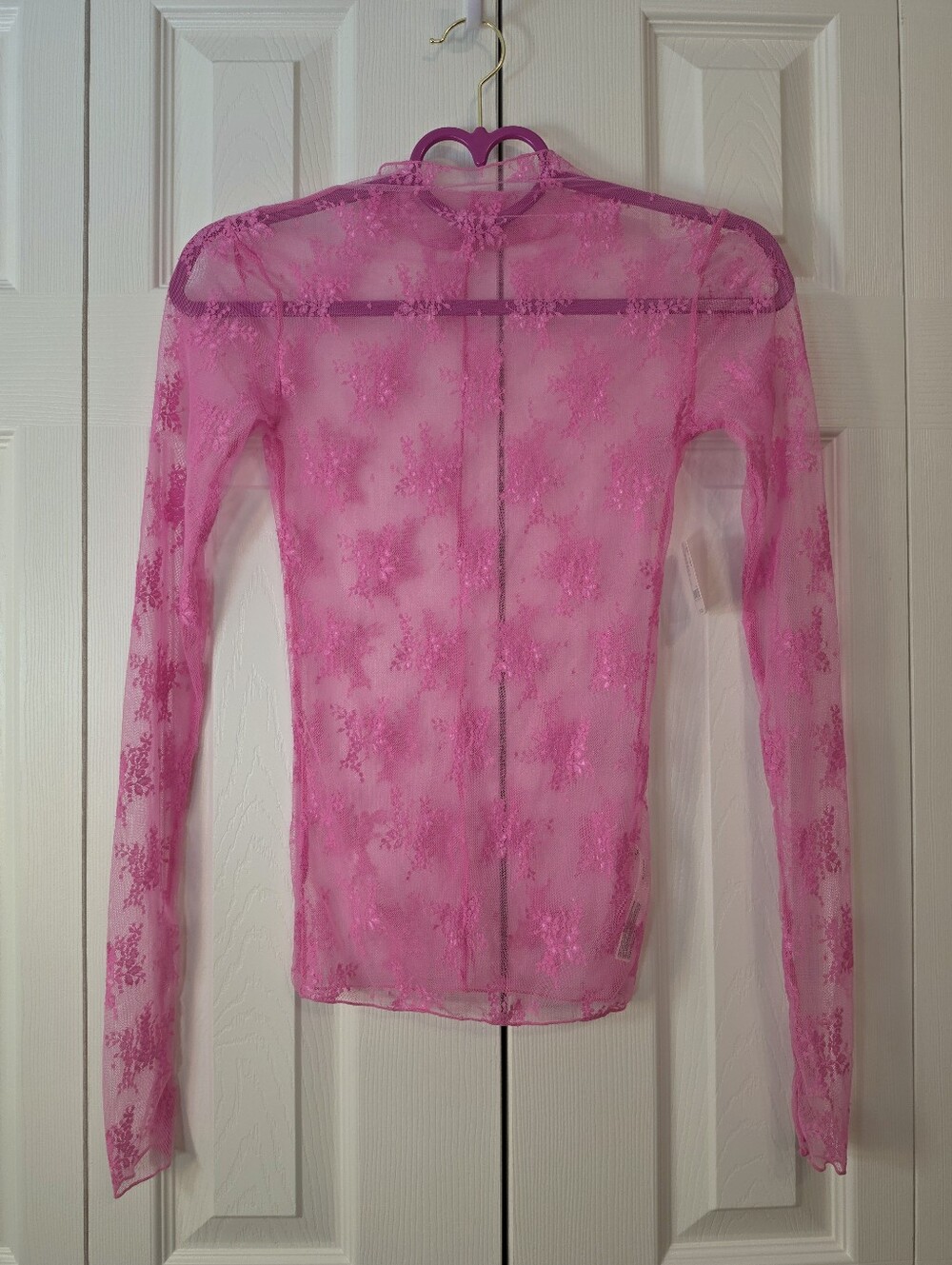 Free People Lady Lux Layering Top - Sheer Lace Size XS Neon Rose